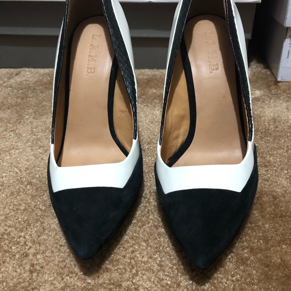L.A.M.B. Leath/Suede Color Block Pumps - image 3